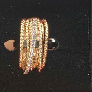 Peermont Jewelry 18k rose gold plated ring with purple cubic zirconia stones
